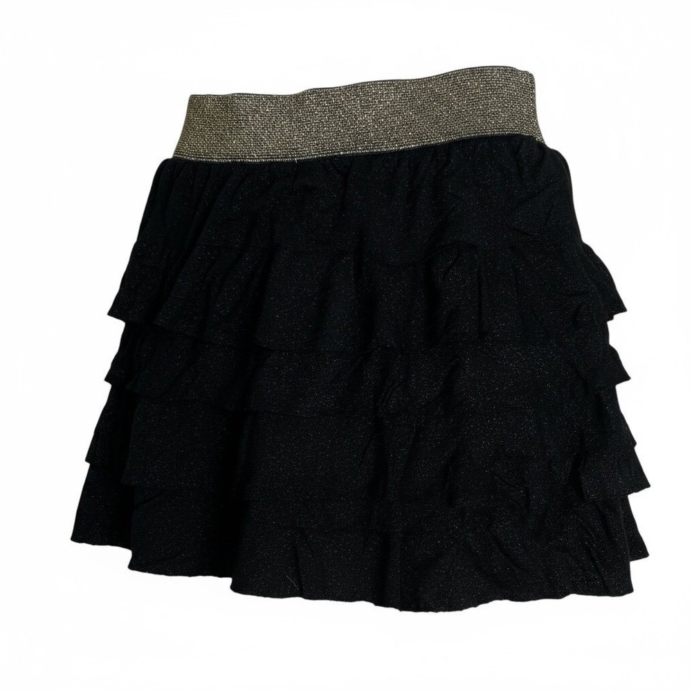 Ruffle Skirt Black with Gold Waistband Party Cocktail Layered Medium